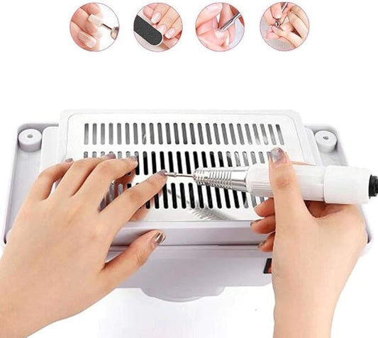 KISSHAKE Nail Dust Collector, Powerful Nail Vacuum Fan Dust Collector Extractor Dust Suction Cleaner Machine Manicure Tools for Acrylic Gel Poly Nails Polishing Filing, Salon / Home Use
