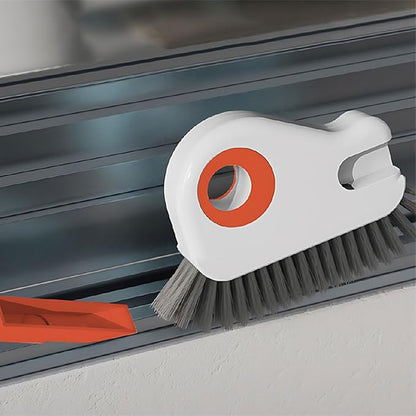 2 in 1 Groove Cleaning Brush Window Track Cleaning Tools, 2026 New Multifunction Hard Bristle Crevice Brush with Scraper for Shutter Door, Sliding Door, Window Sill, Window Seal (Gray)