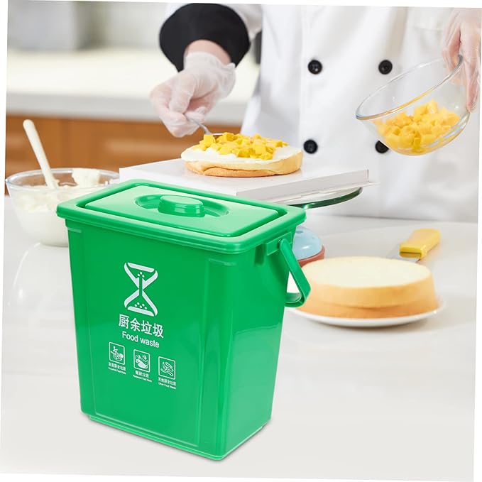 MAGICLULU Sturdy Handle Garbage Can Kitchen Compost Bin Lid Outdoor Compost Bucket Indoor Waste Bin