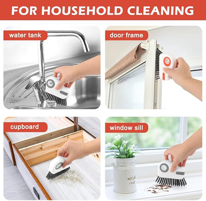 2Pcs 2 in 1 Groove Cleaning Brush, Window Track Cleaning Tools with Hidden Scraper, Multifunctional Hard Bristle Grip Brush for Sliding Door Track, Window Sill