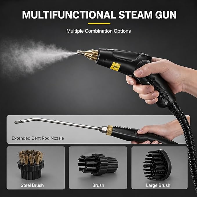 2500W Handheld High-Temperature Pressurized Steam Cleaner, Professional High-Pressure Rapid-Heating Steam Cleaner, Steam Cleaner For Car, Kitchen, Bathroom, Furniture, Windows (White)