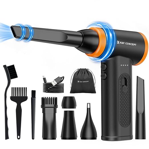 K&F CONCEPT Brushless Compressed Air Duster, 3 Gear Adjustable, 120000 RPM Super Power,Rechargeable&Portable, with Fast Charging, for Deep Computer Clean, Keyboard, Car Dry, Home