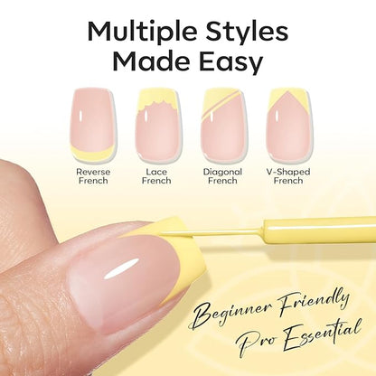 modelones Yellow French Tip Liner Gel Polish, 15 ML Butter Light Yellow Pastel Color Nail Art Paint Swirl with Fine Line Brush Soak Off U V DIY Home Salon Professional Manicure Design Gift for Women