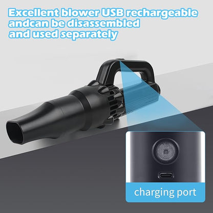Outdoor Broom with Leaf Blower, Small Cordless Leaf Blower with Long Handle Broom, Lightweight Rechargeable Air Duster Broom Blower for Lawn Yard Patio Garden Balcony Car RV(Charger Included)