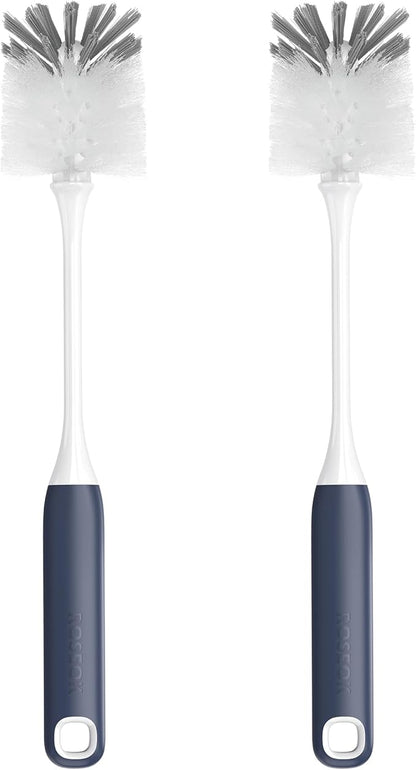 ROSEOK Long Handle Water Bottle Brush,Flexible Bottle Brush for Cleaning Milkshake Cup,Sports Bottle,Navy Blue,2 Pack