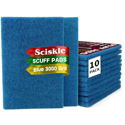 6" x 9" Blue Ultra-Fine Polishing Scuff Pads, 10 Pack – Non-Woven Hand Pads for Final Polish Prep, Haze Removal, Scouring & Mirror Finishes – Reusable Aluminum Oxide Abrasive Pads