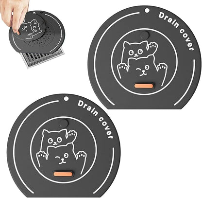 2-in-1 Shower Drain Hair Catcher & Bathtub Drain Cover, Odor-Proof Silicone Hair Stopper for Bathroom, Tub, Sink, Kitchen, Laundry - Prevents Clogs and Unpleasant Smells (1, Grey)