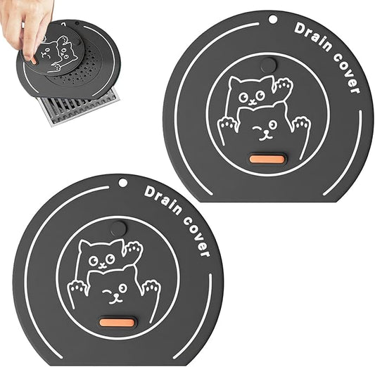 2-in-1 Shower Drain Hair Catcher & Bathtub Drain Cover, Odor-Proof Silicone Hair Stopper for Bathroom, Tub, Sink, Kitchen, Laundry - Prevents Clogs and Unpleasant Smells (1, Grey)