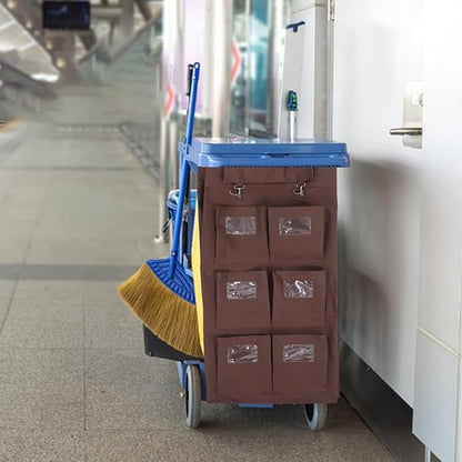 OUNONA Janitorial Cart Bag Large Capacity Leakproof Cleaning Cart Organizer Compatible with Hotel Housekeeping Carts 33.46X15.35X10.43 Inch
