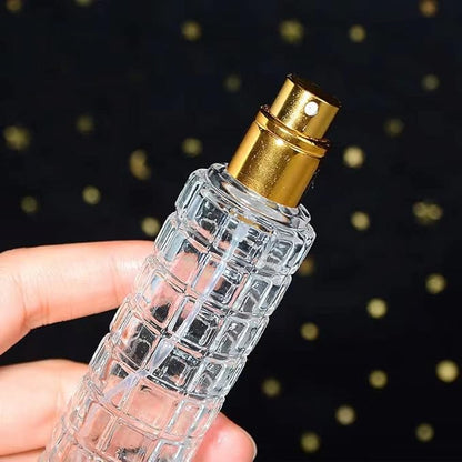 Glass Empty Bottle Refillable Perfume Atomizer Spray Bottle 1 Ounce, Travel Cologne Bottle Portable (Gold)