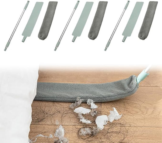 2025 Upgrade Retractable Gap Dust Cleaning Artifact |Extendable Duster Cleaning Tool for Hard-to-Reach Areas |Reusable Washable Dusting Wand for Home,Ceiling,Blinds,Under Furniture (Light Blue, 3 PCS)