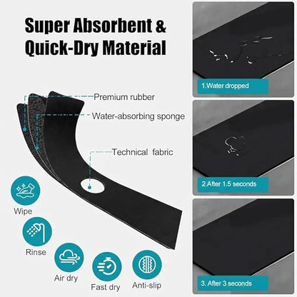 Customizable Kitchen Sink Faucet Mat: 30"Lx5.5"W Bathroom Counter Protector Drip Catcher - Splash Guard with Pre-Cut Center Hole, Trimming to Fit 2 & 3 Hole Faucet & Irregular Sink with Soap Dispenser