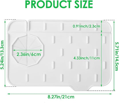 Dimeho Sink Faucet Splash Guard Mat Silicone Soap Dish Pad Small Faucet Handle Drip Catch Sponge Holder Sink Protector Trays for Bathroom Kitchen Countertop Gadgets Accessories 8.3 x 5.7 Inch