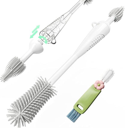 Food-Grade Silicone Cleaning Brush Kit, 6 in 1 Cup Lid Cleaning Brush, Portable Bottle Brush Set, Water Bottle Cleaner for Bottles and Crevices, No Scratch Baby Bottle Brush Tool for Home and Travel