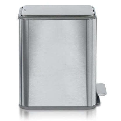 Glad Slim Bathroom Trash Can - Small Garbage Pail with Soft Close Lid & Step Foot Pedal | Narrow Stainless Steel Waste Basket with Removable Inner Bucket, 2.6 Gallon