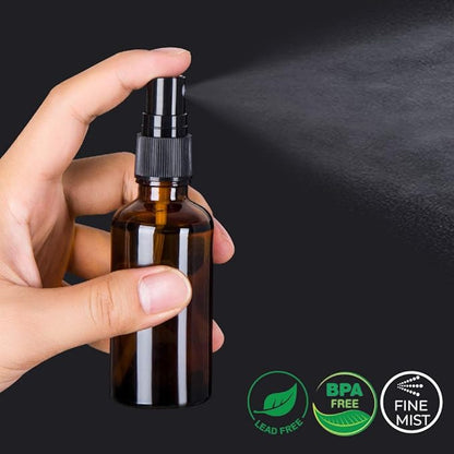 Small Amber Glass Spray Bottles For Essential Oils, 2oz Empty Fine Mist Mini Spray Bottles, Set of 18