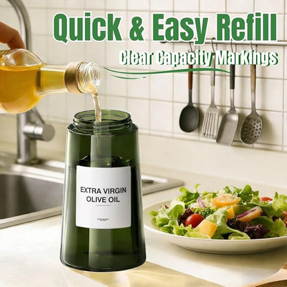 Oil Sprayer for Cooking, 2-in-1 Olive Oil Sprayer and Dispenser, 16oz Fine Mist Oil Mister (2pcs), Grilling Spray Bottle, Dark Glass Light-Blocking Spray Bottle for Air Fryer, BBQ, Baking, Salad