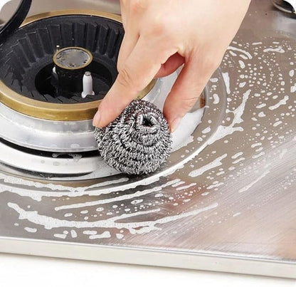 4Pcs Stainless Steel Dishwashing Scrubbers Heavy Duty Cleaning Balls Kitchen Sponges for Pots Pans Cookware