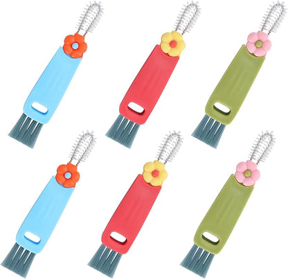 6Pcs 3 in 1 Bottle Brush, TACYKIBD Multifunctional Cup Lid Cleaning Supplies Water Cup Cleaner, Portable Small Crevice Cleaning Brush Tools for Baby Bottle Gap Tight Spaces