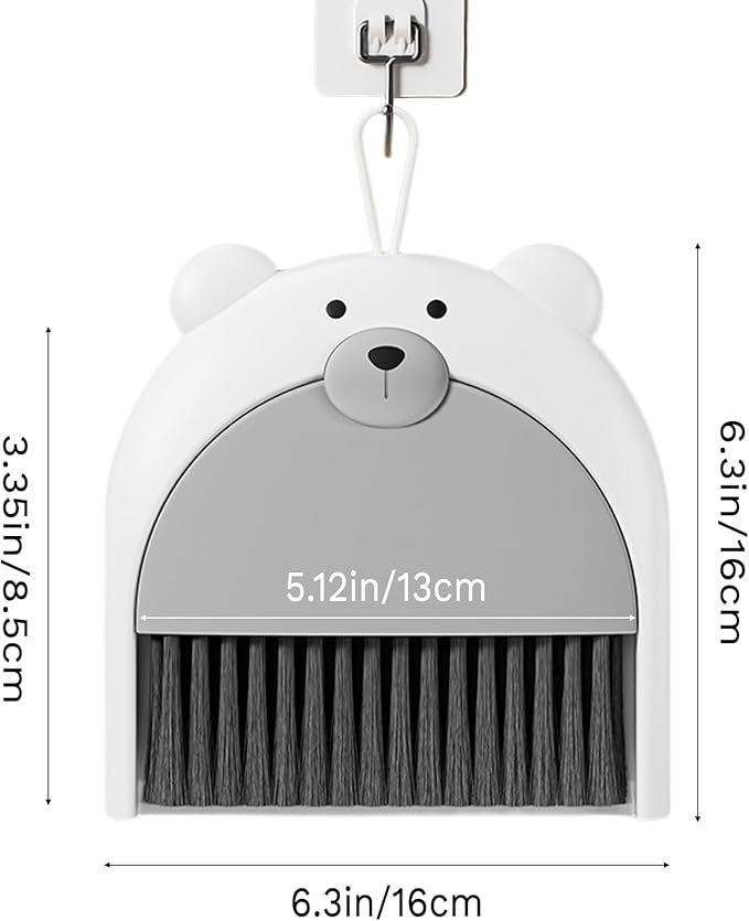 Broom with Dustpan Combo Set,Broom and Dustpan Set,Dust Pan and Brush Set with Small Hand(Grey)