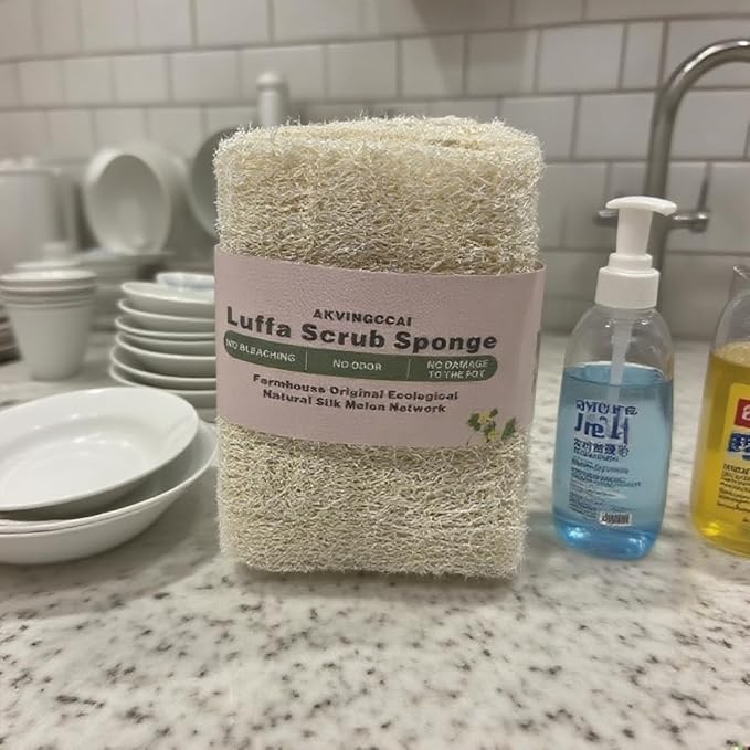 Natural Shower Loofah Sponge Set 3 Pack,Exfoliating Body Scrubbers,Organic Shower Loofahs for Body Daily Skin Back,Face Care Bath