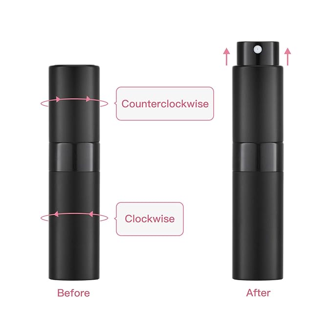 Tekson 9PCS 8ml Travel Perfume Atomizer Refillable, Mini Cologne Spray Bottle Empty, Small Aftershave Sprayer for Liquid Dispenser with 1 Perfume Holder Organizer