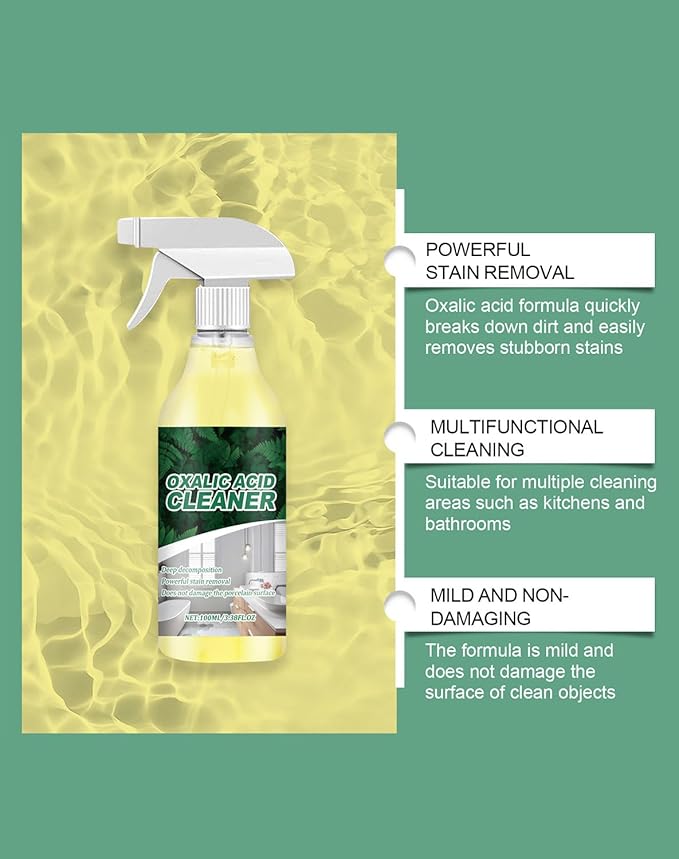 Oxalic Acid Cleaner - 2026 Oxalic Acid Powerful Stain Cleaner, Advanced Rust & Water Scale Remover, Multi-Surface Cleaning Spray for Bathroom & Kitchen Tiles, Sinks, Tubs & Porcelain (1PCS)