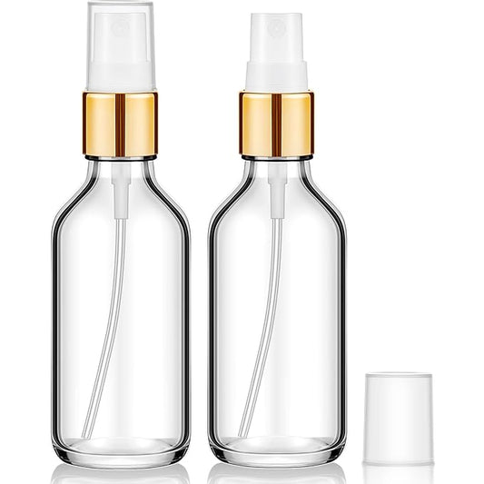 Tessco for you 1 Pcs Glass Spray Bottles Empty Perfume Atomizer Refillable Clear Decorative Empty Bottles with Fine Mist Sprayer Pump for Face Body Travel (Clear,2 oz)