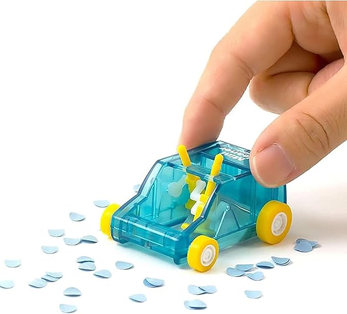JJLFresheners Desktop Mini Cleaner and Dust Sweep, Blue Transparent, Car Table Dust Cleaning Trolley Keyboard Confetti Pencil Eraser Dust Sweeper Deft Processed