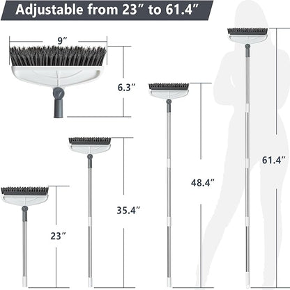 Grout Cleaner with Long Handle & Stiff Swivel Bristles - 2-in-1 Scrubber and Scraper, Tapered Design for Tile Floors, Baseboards, and Tight Spaces