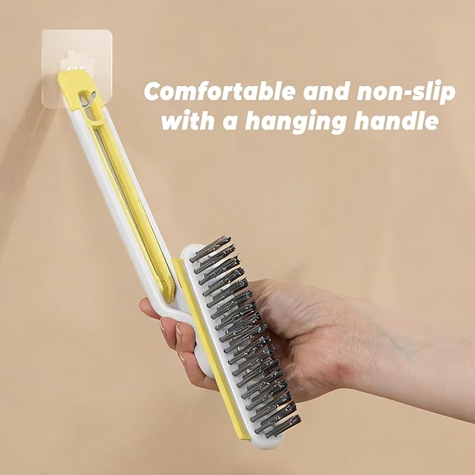 White Grout Brush, Crevice Cleaning Brush with 360° Swivel Head 3-in-1 Tool(1 Pack)