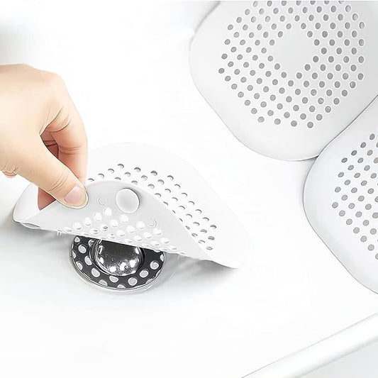2 Pieces Shower Drain Hair Catcher Bathtub Stopper Home Drain Protectors Drain Cover with Sucker Water Trap Sink Cover for Bathroom Bathtub and Kitchen (White,White)