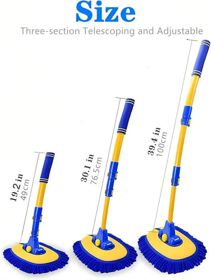 MVEQRRN Upgrade Car Wash Brush Mop with Long Handle, Car Washing Brush Kit with Scratch-Free Replacement Head