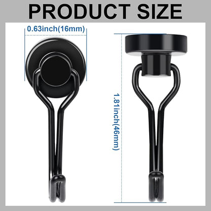 E BAVITE Swivel Swing Magnetic Hooks,30LB（20pack） Black Refrigerator Magnet Hook,Strong Neodymium Magnets Perfect for Refrigerator and Other Surfaces, 60mm(2.36In) in Length