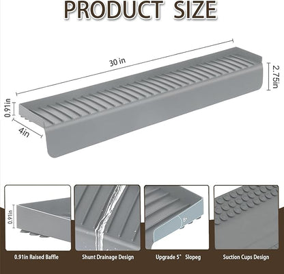 Silicone Sink Edge Protector with Suction Cup 4" x 30",Kitchen Sink Splash Guard for Kitchen, Bathroom Sink, Steel, Granite, Quartz Countertops,Multifuctional Sink Accessories(Gray)