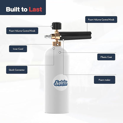 Short Pressure Washer Gun with Foam Cannon Kit - High Pressure Car Wash Foam Gun with M22-14mm & 15mm Fittings - Includes 5 Nozzle Tips, 1/4" Quick Connector & 1L Snow Foam Lance (4000 PSI)