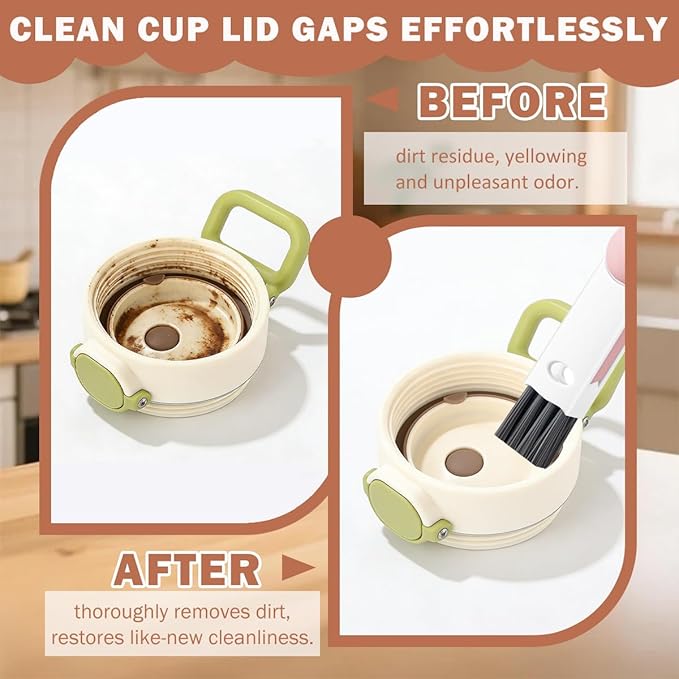 3 in 1 Cup Lid Cleaning Brush, Multifunctional Crevice Gap Cleaner for Tumbler Water Bottle Lid, Deep Clean Tool for Home Kitchen, Red Blue White（3 PCS）