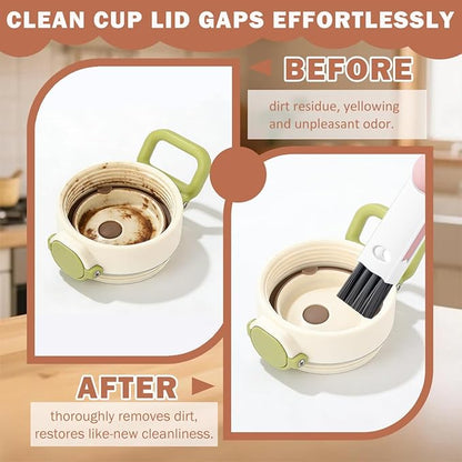 3 in 1 Cup Lid Cleaning Brush, Multifunctional Crevice Gap Cleaner for Tumbler Water Bottle Lid, Deep Clean Tool for Home Kitchen, Red Blue White（3 PCS）