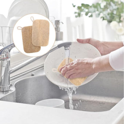 5-in-1 Kitchen Soap Dispenser Set with Sponge Holder - Dual Hand & Dish Soap Pump Dispenser for Sink Countertop with 2-Packs Natural Loofah Dish Sponge Dishwashing Scrubber,White