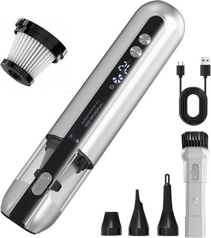Handheld Cordless Car Vacuum Cleaner 15000Pa, 3-in-1 Portable Vacuum with LED Display & HEPA Filter,USB-C Rechargeable, up to 30-Min Runtime for Car, Home, Desk & Pet Hair(White)