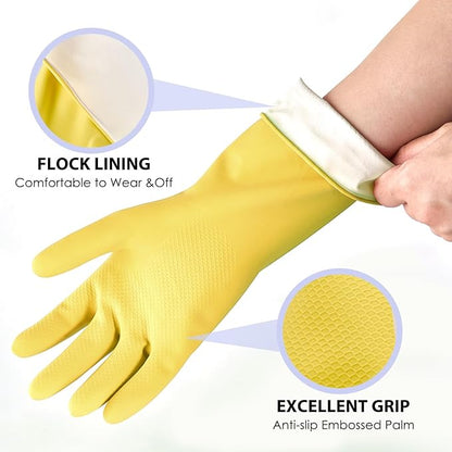Rubber gloves for dishwashing 4 Pairs, Kitchen gloves for dish cleaning gloves, Reusable (Medium, Colorful)
