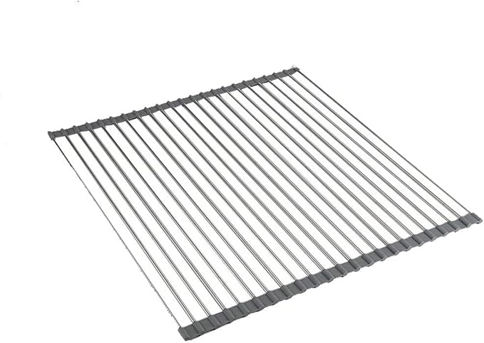 Ahyuan Roll up Dish Drying Rack Over The Sink Kitchen Roll up Sink Drying Rack Portable Dish Drainer Foldable Dish Drying Rack (Warm Gray, 20.5''X16.9'')