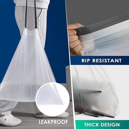 1.2 Gallon Mini Drawstring Trash Bags Garbage Bags, 120 Counts Small Strong Plastic Bags fit 4-5L Trash Can for Home Office Kitchen Bathroom Bedroom, White Waste Basket Liners