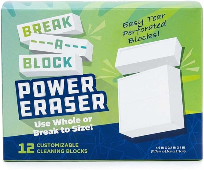 Melamine Cleaning Sponge (12-Pack) – Multi-Surface Eraser Sponge Bulk Pack, Breakable Cleaning Blocks for Stains, Scuffs, Dirt & Everyday Cleaning, Kitchen, Bathroom, Walls