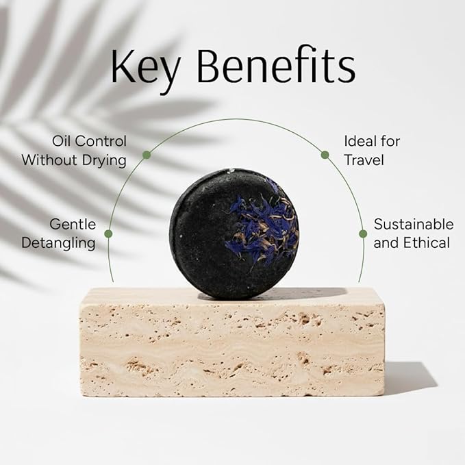 Marbela Solid Shampoo Bar for Oily Hair - Clarifying Sulfate Free Hair Shampoo Bar with Charcoal & Clay, Zero Waste Eco Friendly, 3oz
