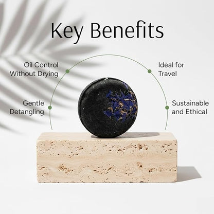 Marbela Solid Shampoo Bar for Oily Hair - Clarifying Sulfate Free Hair Shampoo Bar with Charcoal & Clay, Zero Waste Eco Friendly, 3oz