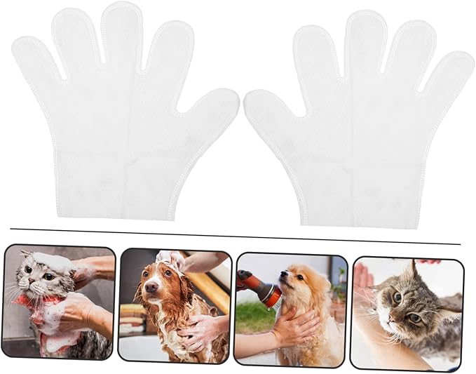 Garneck PET Grooming Gloves for Cats and Dogs Waterproof Bathing and Cleaning Mitts No-Rinse Massage Wipes Scented 10-Piece Set for Spa and Grooming