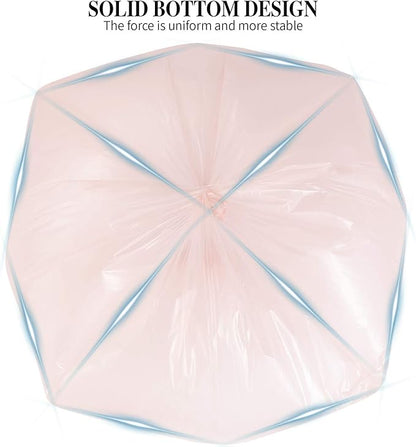 5 Rolls Small Trash Garbage Bags, 4 Gallon Strong Thin Material Disposable Kitchen Garbage Bags, Durable Plastic Trash Bags for Office Home Bedroom Garden Waste Bin, 200 Counts (Pink)