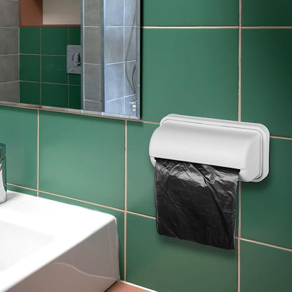 Toyvian Trash Bag Dispenser, 2pcs Wall Mounted Grocery Bag Holder Dispenser Under Sink Garbage Storage Organizer for Kitchen Bathroom Pantry Space Saving Plastic Container (Grey)