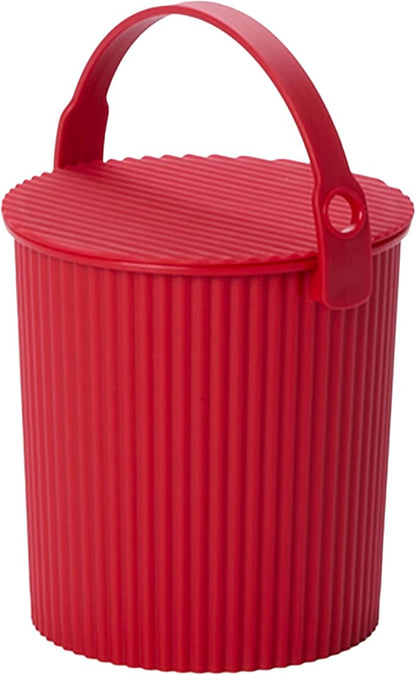 Hachiman Micro Bucket - 0.18 Gallon Heavy Duty Bucket with Lid and Handle - Hands-Free Filling - Easy to Stack and Store - Indoor Outdoor Use - 4.9" x 4.6" - Red